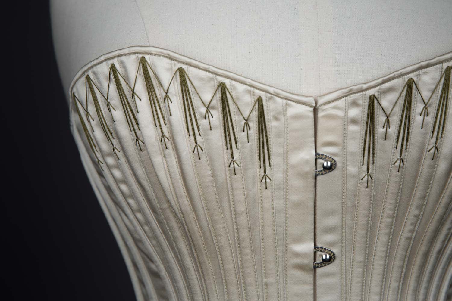 c. 1890s Symington Reproduction Silk Corset By Cathy Hay. The Underpinnings Museum. Photography Tigz Rice
