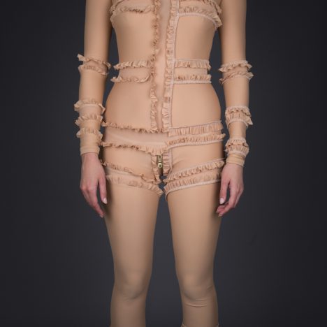 Surpiqué' Quilted Satin Cone Bra Bodysuit By Jean Paul Gaultier