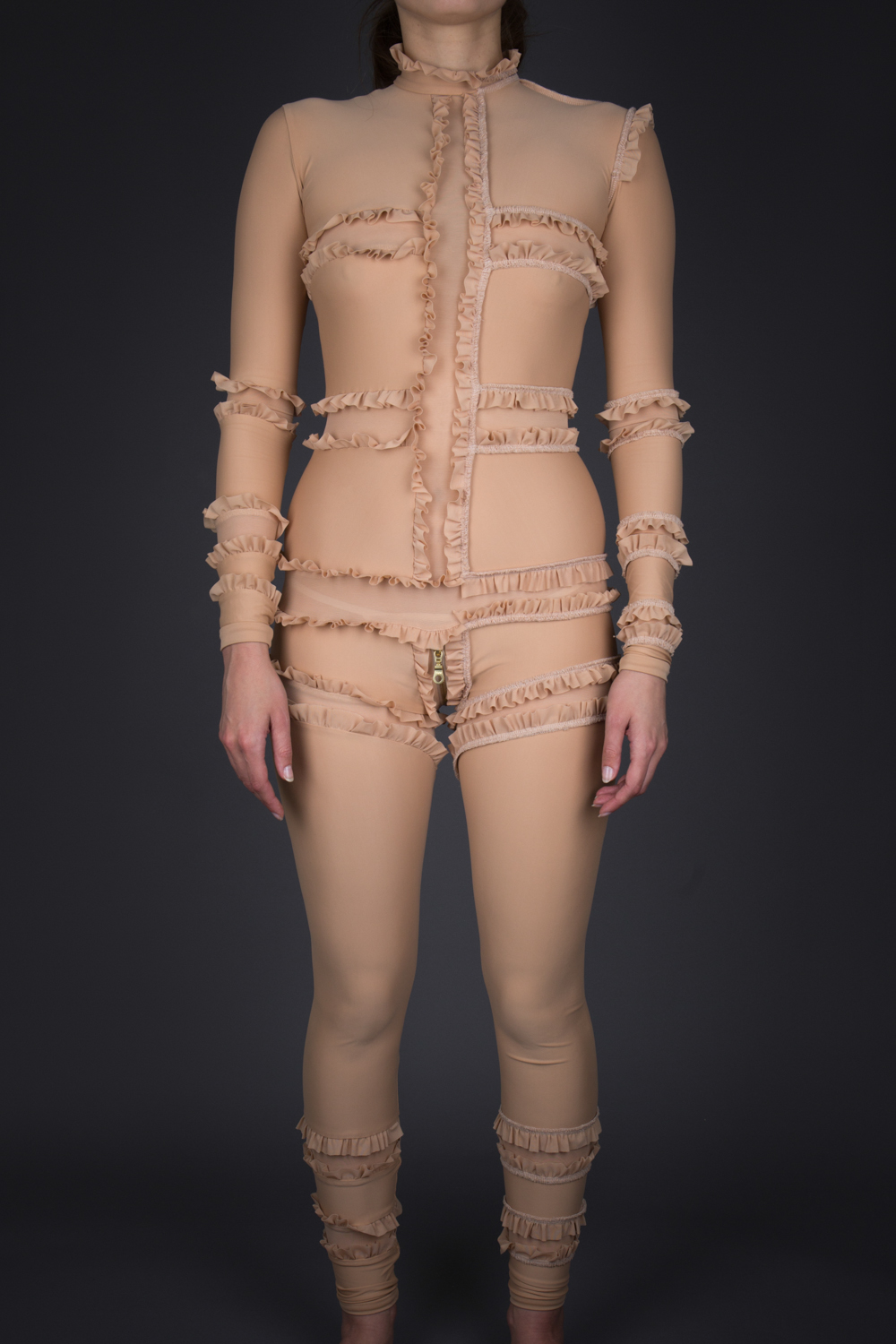 'Immodesty' Ruffled Jumpsuit by Rachel Freire, 2010, UK. The Underpinnings Museum. Photography by Tigz Rice.