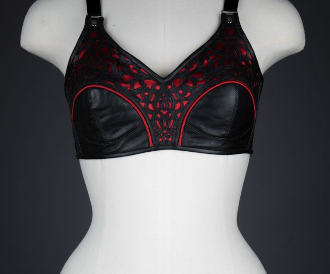 Full Cup Tooled Leather Bra by Cristiane Tano, 2012, Brazil. The Underpinnings Museum. Photography by Tigz Rice.