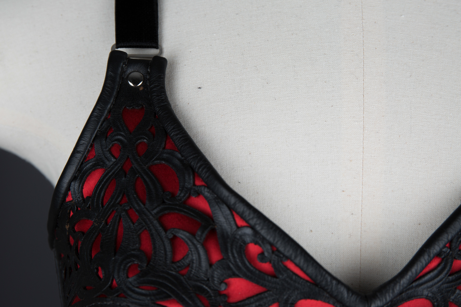 Full Cup Tooled Leather Bra by Cristiane Tano, 2012, Brazil. The Underpinnings Museum. Photography by Tigz Rice.