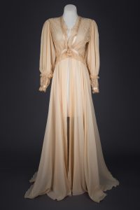 Bias Cut Silk Crepe & Corded Lace Peignoir by Bullock’s Wilshire , c. 1940s, USA. The Underpinnings Museum. Photography by Tigz Rice.