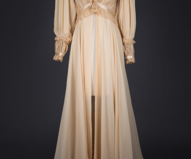 Bias Cut Silk Crepe & Corded Lace Peignoir by Bullock’s Wilshire , c. 1940s, USA. The Underpinnings Museum. Photography by Tigz Rice.