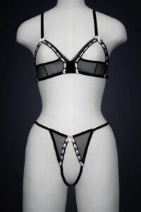 'Leila' Sheer Mesh & Satin Ribbon Slot Sling Bra & Thong By Agent Provocateur, 2005, France. The Underpinnings Museum. Photography by Tigz Rice