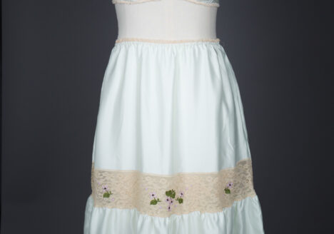 Embroidered Lace & Polyester Satin Bra & Half Slip Set By Janet Reger, c. 1970s, Great Britain. The Underpinnings Museum. Photography by Tigz Rice.