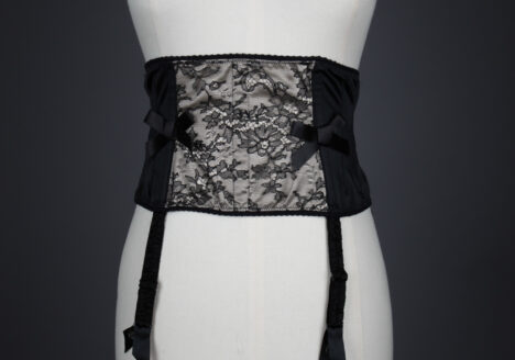 Leavers Lace & Stretch Satin Waist Cincher By Cadolle, c. 2000s, France. The Underpinnings Museum. Photography by Tigz Rice.