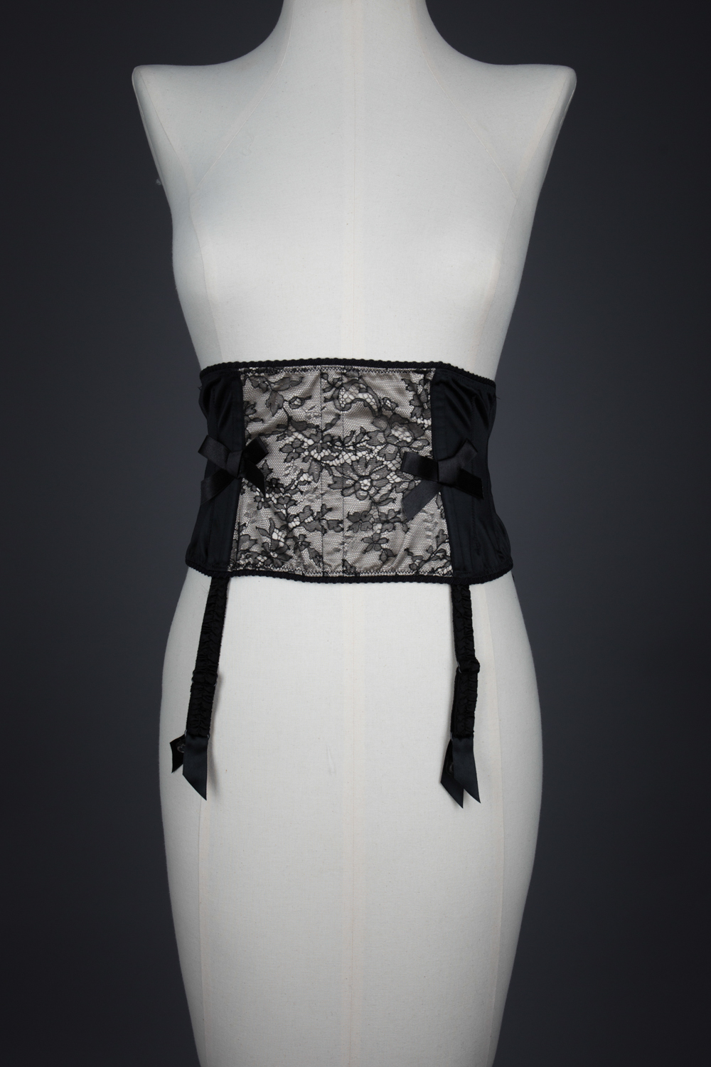 Leavers Lace & Stretch Satin Waist Cincher By Cadolle, c. 2000s, France. The Underpinnings Museum. Photography by Tigz Rice.
