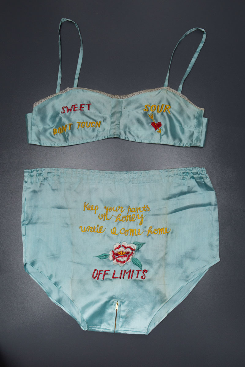 Embroidered Rayon WWII Souvenir Lingerie Set, c. 1940s, East or Southeast Asia. The Underpinnings Museum. Photography by Tigz Rice.