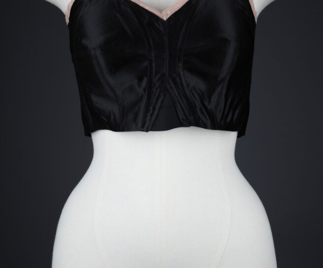Reproduction Satin Cathedral Bra With Celluloid Boning By Rita Ro, by Macarena Prada Leis. The Underpinnings Museum. Photography by Tigz Rice.