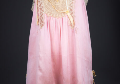 Pink Silk Step In Teddy With Lace Appliqué & Ribbonwork, c. 1920s, USA. The Underpinnings Museum. Photography by Tigz Rice