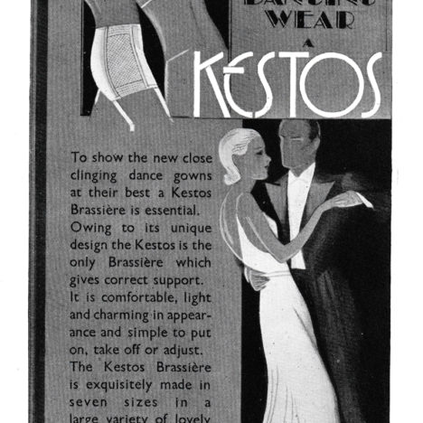 'When Dancing Wear A Kestos' Brassiere Advertisement, 1932, Great Britain. The Underpinnings Museum