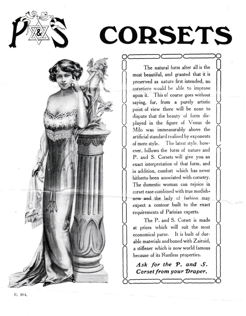 P&S Corsets Advertisement, c. 1910s, Great Britain. The Underpinnings Museum