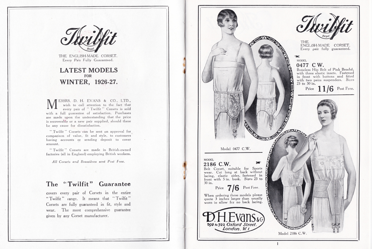 Corsetry Catalogue By Twilfit/D. H. Evans & Co., 1926, Great Britain. The Underpinnings Museum.