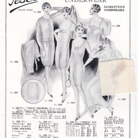 Woolen Underwear Catalogue & Sample Cards By D. H. Evans & Co., c. 1920s, Great Britain The Underpinnings Museum