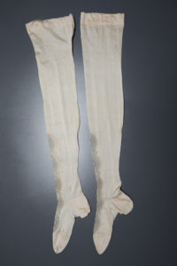 Cream Silk Stockings With Lace Inserts, c. 1900s, USA. The Underpinnings Museum. Photography by Tigz Rice