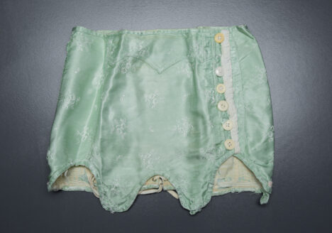 Short Green Brocade Girdle, c. 1920s, Russia. The Underpinnings Museum. Photography by Tigz Rice