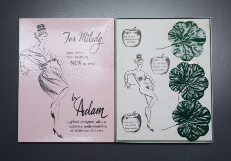 Novelty Fig Leaf Pastie & Merkin Gift Set, 1962, USA. The Underpinnings Museum. Photography by Tigz Rice