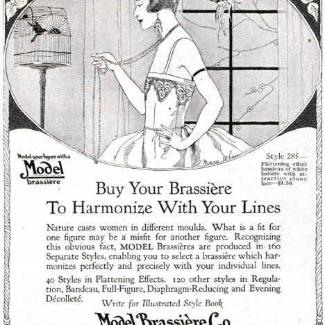 'Buy Your Brassière To Harmonize With Your Lines' Advertisement By Model Brassière Co., c. 1920s, USA The Underpinnings Museum