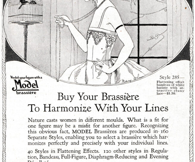 'Buy Your Brassière To Harmonize With Your Lines' Advertisement By Model Brassière Co., c. 1920s, USA The Underpinnings Museum