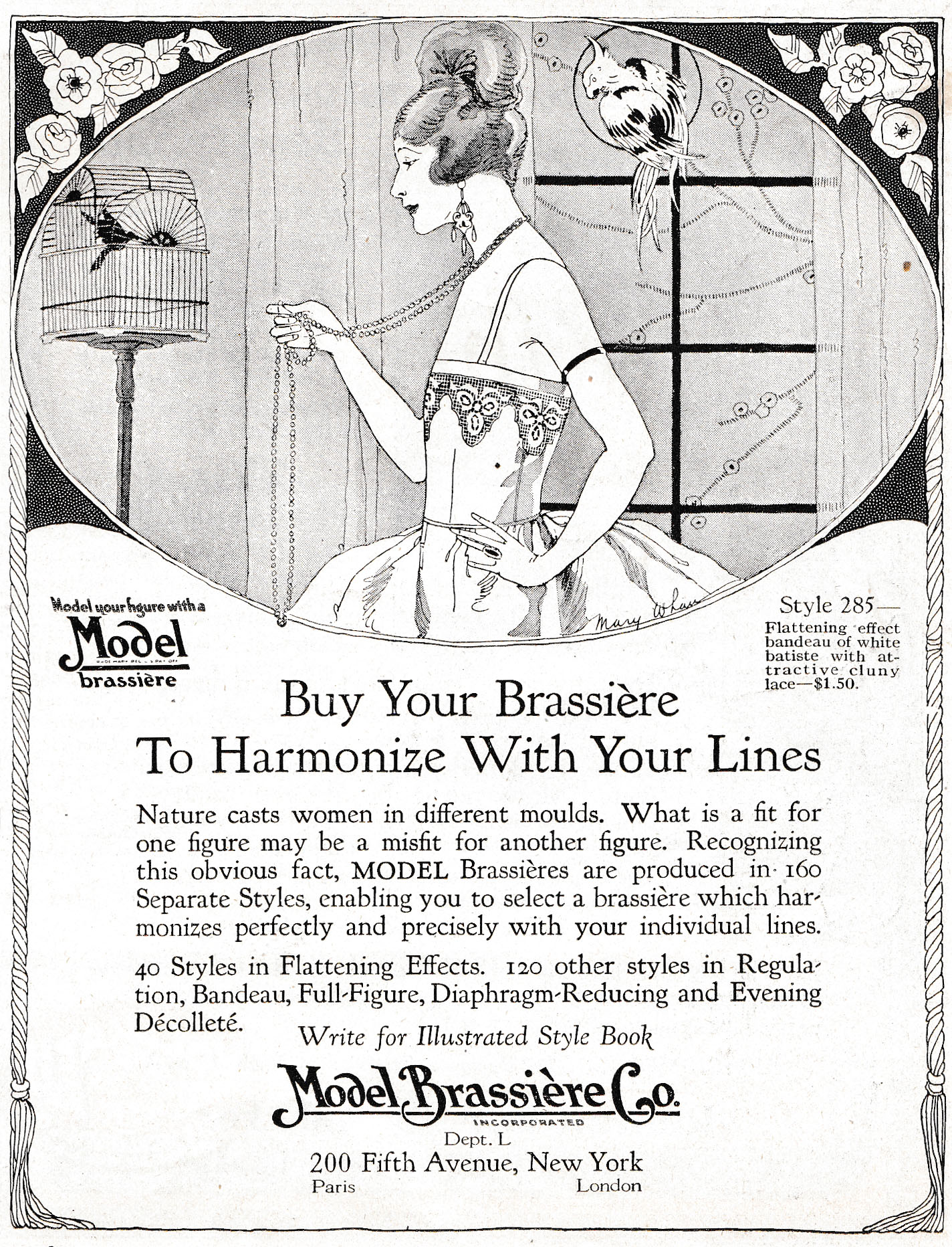 Buy Your Brassière To Harmonize With Your Lines' Advertisement By Model  Brassière Co.