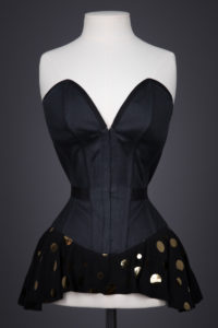 Polkadot Peplum Plunge Overbust Corset By Pop Antique, 2015, USA. The Underpinnings Museum. Photography by Tigz Rice.