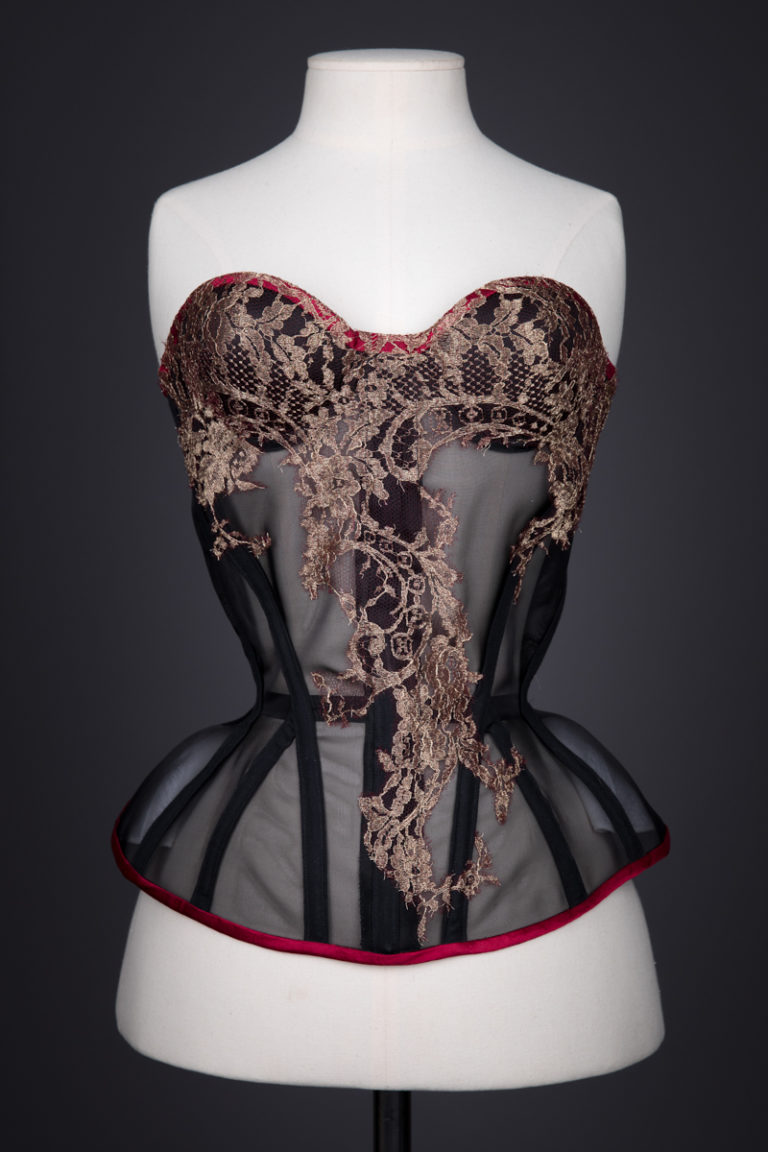 Sheer Corset With Cups & Lace Appliqué By Sparklewren, c. 2012, United Kingdom. The Underpinnings Museum. Photography by Tigz Rice
