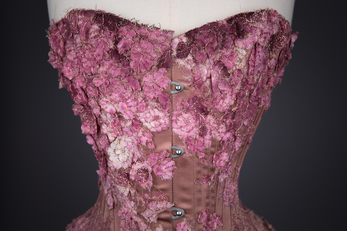 Falling Blossoms Overbust Corset By Sparklewren, c. 2015, United Kingdom. The Underpinnings Museum. Photography by Tigz Rice