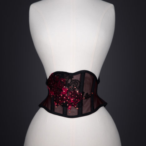 Sheer Lace Appliquéd Cincher By Sparklewren, c. 2014, United Kingdom. The Underpinnings Musuem. Photography by Tigz Rice