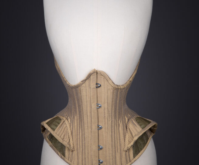 Silk & Leather Underbust Corset With Hip Fins By Sparklewren, c. 2011, United Kingdom. The Underpinnings Museum. Photography by Tigz Rice.
