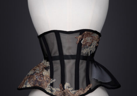 Sheer Underbust Corset With Lace Appliqué & Feathers By Sparklewren, c. 2013, United Kingdom. The Underpinnings Museum. Photography by Tigz Rice