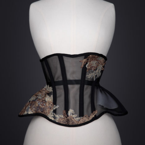 Sheer Underbust Corset With Lace Appliqué & Feathers By Sparklewren, c. 2013, United Kingdom. The Underpinnings Museum. Photography by Tigz Rice