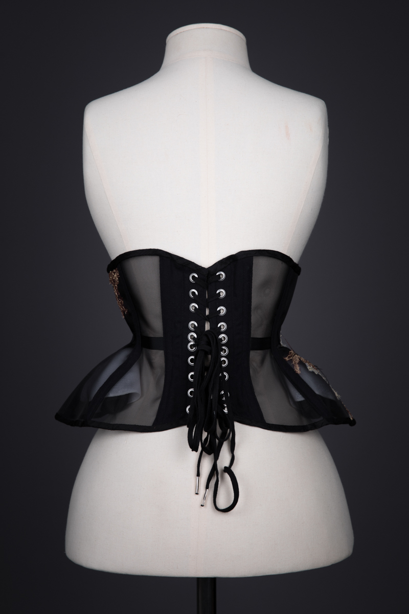 Sheer Underbust Corset With Lace Appliqué & Feathers By Sparklewren, c. 2013, United Kingdom. The Underpinnings Museum. Photography by Tigz Rice