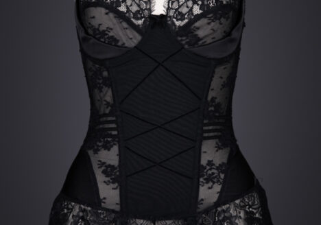 'Van Mimi' Velvet Ribbon & Lace Basque by Kiss Me Deadly, c. 2008, Made in China, Designed in the UK. The Underpinnings Museum. Photography by Tigz Rice