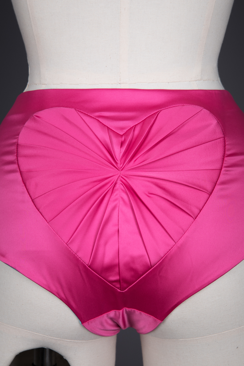 'Chocolate Box' Pleated Satin Bra & Knicker Set By Miss Lala Presents, 2008, Made in China, Designed in the UK. The Underpinnings Museum. Photography by Tigz Rice.