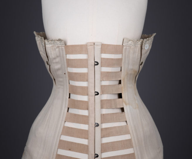 Maternity & Nursing Corset With Open Bust, Elasticated Panelling & Laced Side Seams By Corset Au Coeur, c. 1910s, France. The Underpinnings Museum. Photography by Tigz Rice