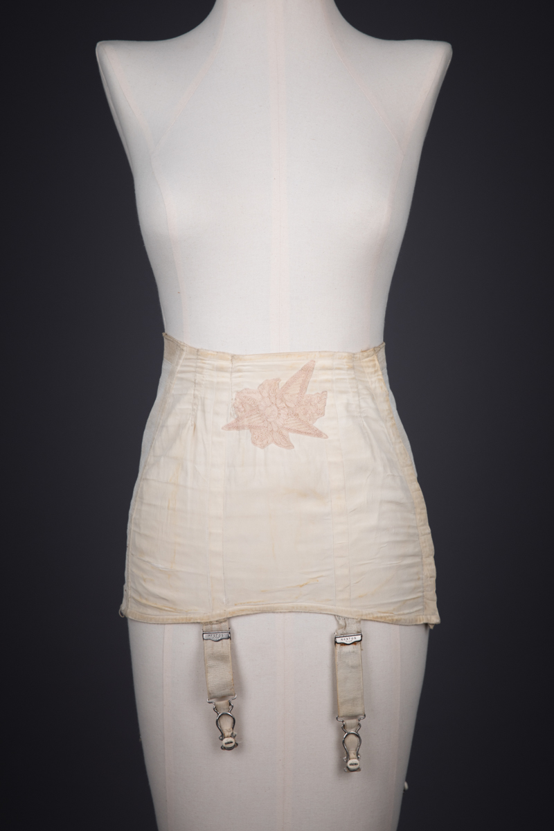 Silk Crepe With Lace Appliqué Girdle By Kestos, c. 1930s, Great Britain. The Underpinnings Museum. Photography by Tigz Rice