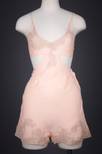 Silk & Lace Appliqué, Cut Out Step In Teddy By Nuff's, c. 1930s, USA. The Underpinnings Museum. Photography by Tigz Rice.
