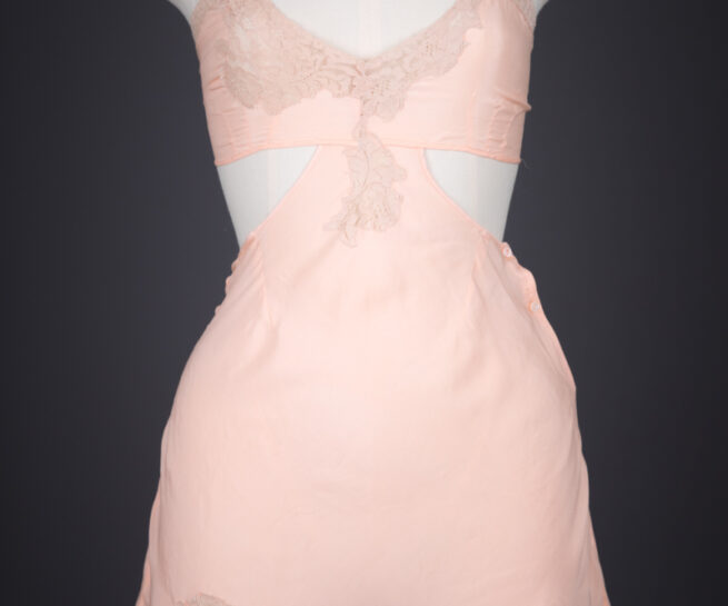 Silk & Lace Appliqué, Cut Out Step In Teddy By Nuff's, c. 1930s, USA. The Underpinnings Museum. Photography by Tigz Rice.