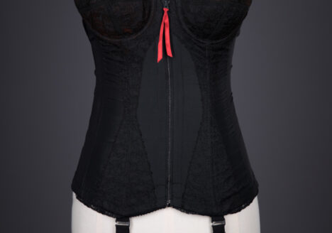 Lace 'Merry Widow' With Front Zip & Padded Cups By Warner, c. 1960s, USA. The Underpinnings Museum. Photography by Tigz Rice.