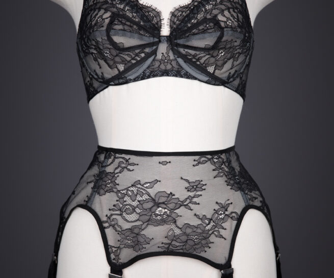'Bricolage' Lace Bra & Garter Belt By Dottie's Delights, c. 2012, USA. The Underpinnings Museum. Photography by Tigz Rice