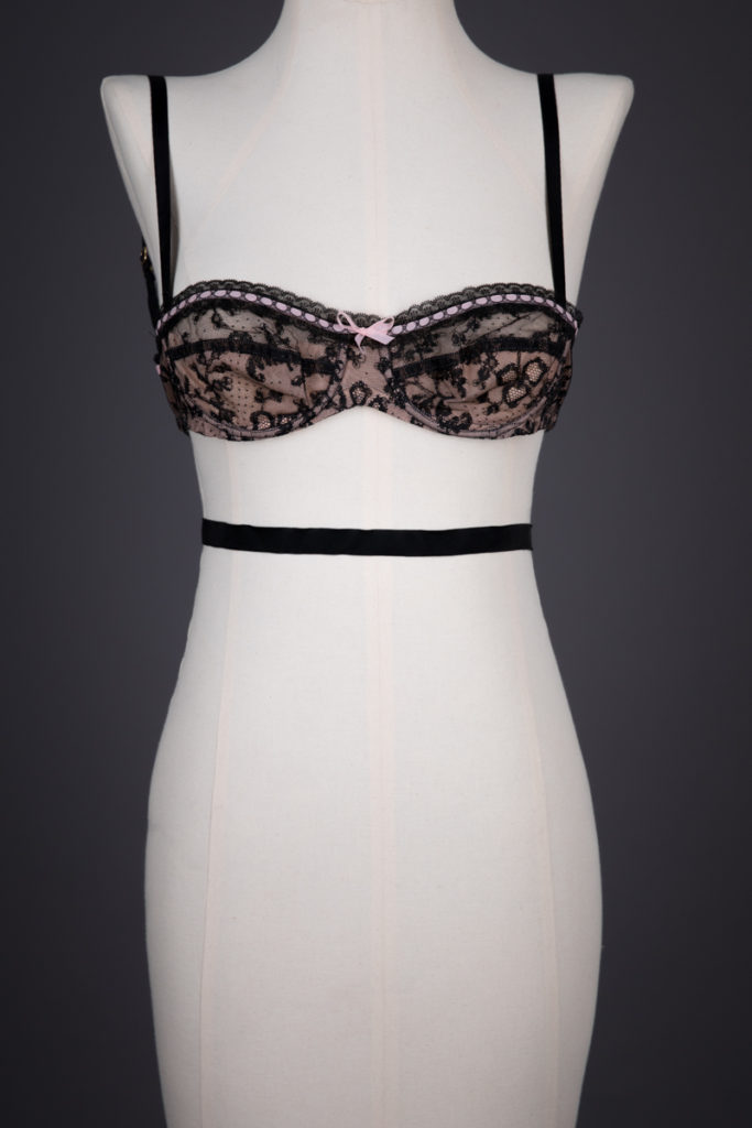 Ribbon Slot Lace Low Back Bra By Cadolle, c. 1950s, France. The Underpinnings Museum. Photography by Tigz Rice.