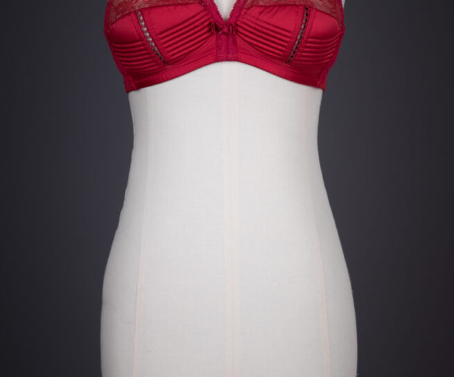 'Her Sexcellency' Red Lace & Satin Overwire Bra By Dita Von Teese, c. 2014, made in China, designed in the USA. The Underpinnings Museum. Photography by Tigz Rice.