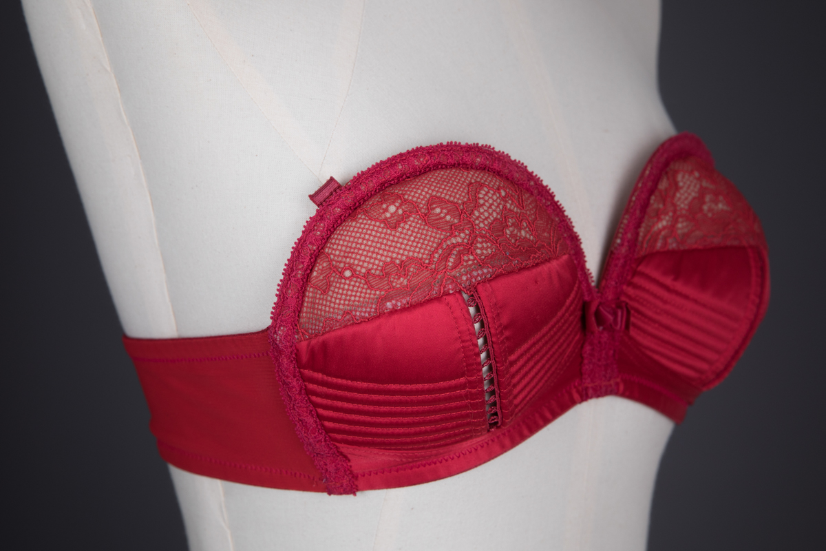 'Her Sexcellency' Red Lace & Satin Overwire Bra By Dita Von Teese, c. 2014, made in China, designed in the USA. The Underpinnings Museum. Photography by Tigz Rice.