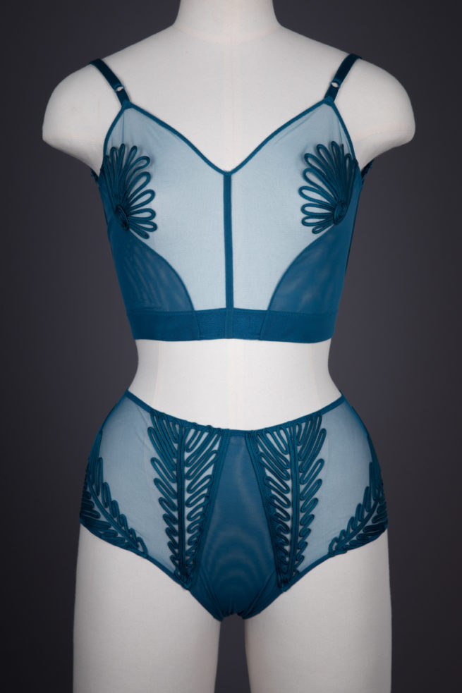 'Feuillage' Silk Soutache Cone Bra & Briefs By Jean Paul Gaultier For La Perla, c. 2011, Italy. The Underpinnings Museum. Photography by Tigz Rice.