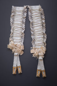 Watered Silk & Elastic Hose Supporters With Gilded Suspender Clips, c. 1890s, USA. The Underpinnings Museum. Photography by Tigz Rice.
