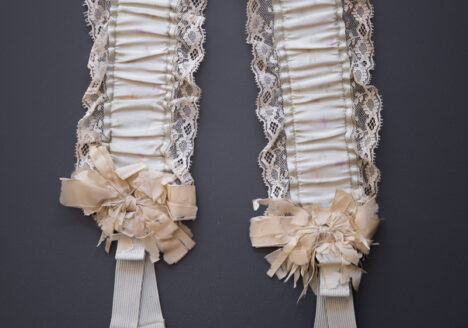 Watered Silk & Elastic Hose Supporters With Gilded Suspender Clips, c. 1890s, USA. The Underpinnings Museum. Photography by Tigz Rice.
