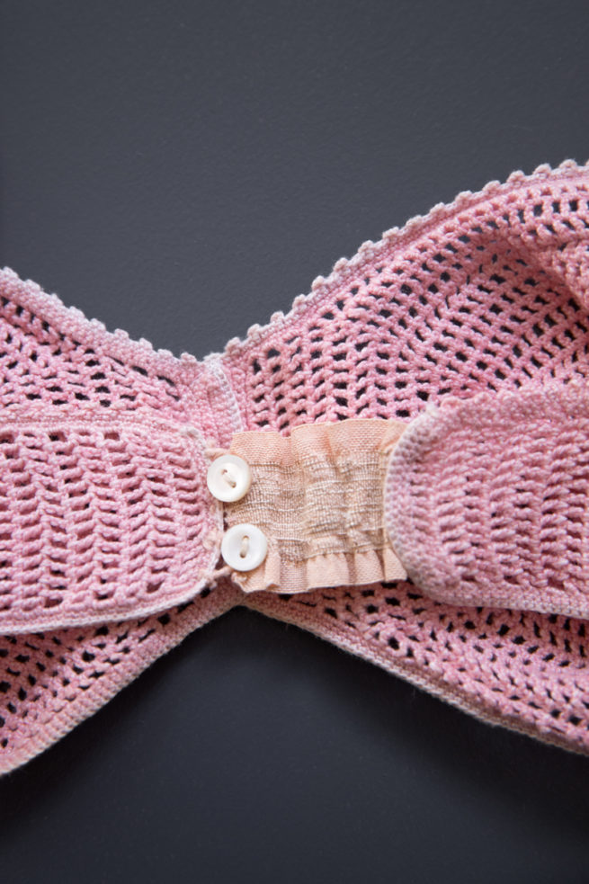 Pink Spiral Cup Crochet Bra | The Underpinnings Museum
