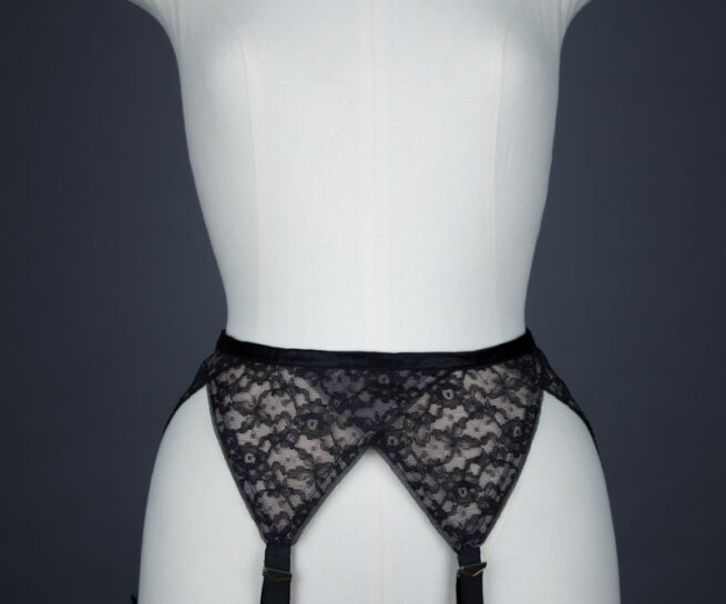 Nylon Lace Overlap Suspender Belt By Treo, c. 1950s, USA. The Underpinnings Museum. Photography by Tigz Rice.