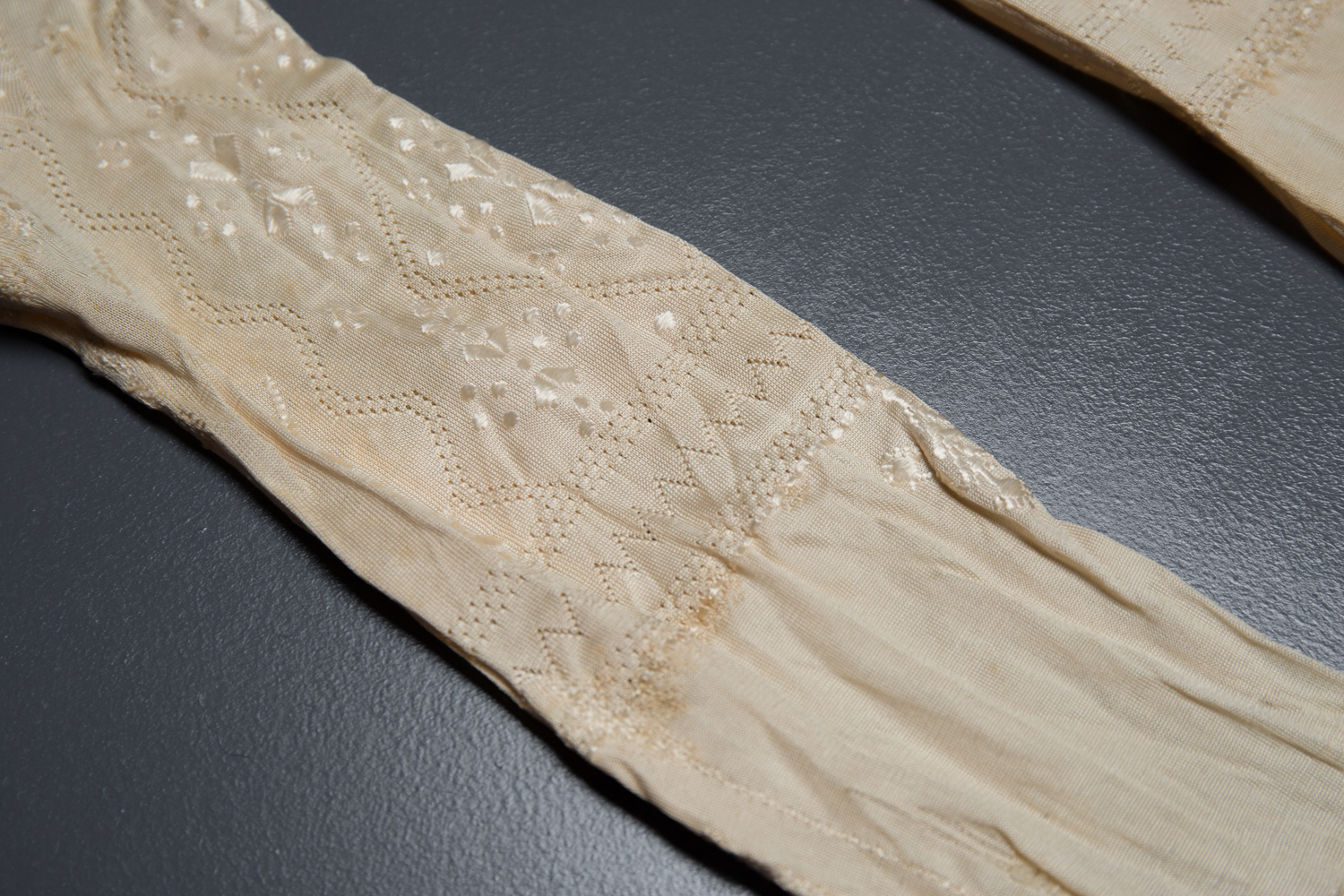 Embroidered & Monogrammed Cream Silk Stockings