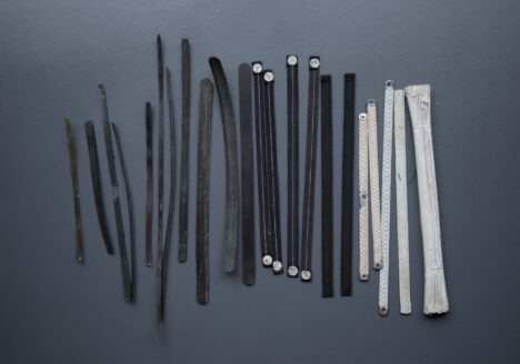 Assortment Of Corset Bones, Baleen & Steel, c. 19th century. The Underpinnings Museum. Photography by Tigz Rice.